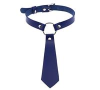 Collier ras du cou gothique multicolore avec anneau rond en cuir synthétique - Collier ras du cou vintage réglable pour femme et homme - Bleu roi