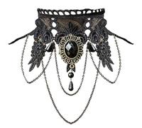 Collier ras du cou gothique vintage en dentelle avec strass, collier plastron gothique Lolita