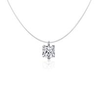 Collier ras du cou invisible en argent sterling 925 pour femme, pendentif carré en zircon