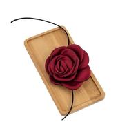 Collier ras du cou longues et grandes fleurs pour femme en tissu romantique noir et blanc accessoires de cou, One Size
