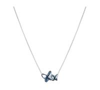 Collier ras du cou papillon avec cristaux Swarovski EF-2HXV-S93T pour femme-Argent-bleu