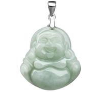 Collier ras du cou pour homme avec pendentif Bouddha en jade et pierres précieuses en émeraude véritable - Tendance naturelle - Vert - Amulettes porte-bonheur