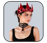 Collier Ras du Cou Punk avec Couronne en PU Collier Ras du Cou Réglable avec Anneau O Style Gothique Choker Rock Clouté avec Couronne de Reine Accessoire Punk pour Fête Halloween Cosplay Jeu de Rôle