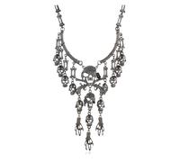 Collier Ras-du-cou Punk Classic Vintage Pirate Skeleton Skull Choker Necklace Pendant For Women Men Retro Rhinestone Biker Gothic Punk Party Jewelry pour un usage quotidien(Antique Bronze Plated)
