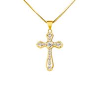 Collier ras du cou religieux avec croix catholique chrétienne en or, cadeau de Noël, d'anniversaire, cadeau pour femme, fille, sœur, grand-mère, petite-fille, amies, taille unique, Métal, Pas de gemme