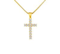 Collier ras du cou religieux avec croix catholique chrétienne en or, cadeau de Noël, d'anniversaire, cadeau pour femme, fille, sœur, grand-mère, petite-fille, amies, taille unique, Métal, Pas de gemme