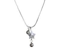 Collier ras du cou tendance avec pendentif étoile et perles simples, bijoux de fête, acier titane, oxyde de zirconium