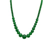 Collier ras du cou tendance pour femme avec perles rondes en jade vert émeraude et rubis naturel dégradé, Gemme, Émeraude