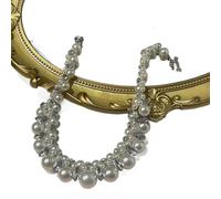 Collier ras du cou vintage avec perles et cristaux, chaîne de clavicule royale multicouche pour femme, bijou de luxe