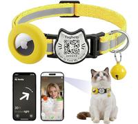 Collier réfléchissant à code QR et AirTag pour chat, collier réfléchissant avec support Apple AirTag, plaque d'identification QR pour animal domestique et clochette, 1 cm de largeur et léger pour