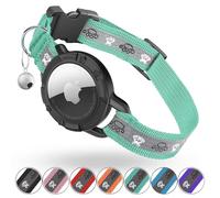 Collier réfléchissant AirTag pour chat - Collier de suivi intégré avec support AirTag et clochette, bande élastique de sécurité - Collier GPS pour chat fille, garçon, chat, chaton et chiot (vert, S)