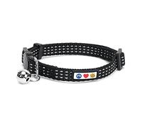 Collier Réfléchissant Pawtitas pour Chat avec Boucle de Sécurité et Grelot Amovible - Noir