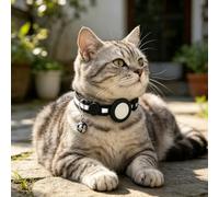 Collier réfléchissant pour animal domestique avec support rond et clochette | Collier réfléchissant noir pour animal de compagnie avec support rond de traqueur, boucle de sécurité, cloche en métal