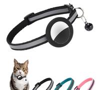 Collier réfléchissant pour chat compatible avec support AirTag, boucle de sécurité détachable, cloche et sangle réglable pour chats et chatons - Compatible avec Apple AirTag, collier de suivi