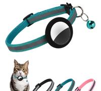 Collier réfléchissant pour chat pour support AirTag, boucle de sécurité détachable, cloche et sangle réglable pour chats et chatons - Compatible avec Apple AirTag, collier de suivi anti-perte pour
