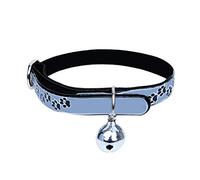 Collier réfléchissant pour chaton avec motif empreintes de pieds - Ceinture de traction réglable - Argent