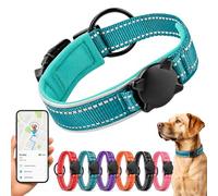 Collier réfléchissant pour chien avec support de protection imperméable AirTag, collier rembourré avec étiquette QR ID, collier réglable pour chiens de petite, moyenne et grande taille, sécurité