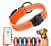 Collier réfléchissant pour chien avec support de protection imperméable AirTag, collier rembourré avec étiquette QR ID, collier réglable pour chiens de petite, moyenne et grande taille, sécurité