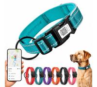 Collier réfléchissant pour chien avec support de protection imperméable AirTag, collier rembourré avec étiquette QR ID, collier réglable pour chiens de petite, moyenne et grande taille, sécurité