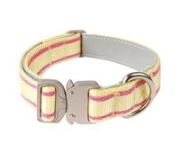 Collier réfléchissant pour chien en nylon renforcé, résistant, avec fermeture rapide en métal, réglable, pour chiens de taille moyenne et grande (28-36 cm), 1 pièce, jaune, 36 x 2,5 cm