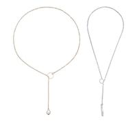 Collier Réglable 2 Pièces, Chaîne Dorée Pour Femme, Chaîne Longue Dorée, Chaîne Plaquée Or, Chaîne Dorée Avec Pendentif, Collier De Perles Pour Femme