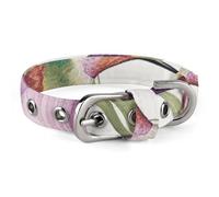 Collier réglable doux et confortable avec boucle en métal pour animal domestique de petite et moyenne taille Motif colibris et fleurs