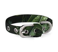 Collier réglable doux et confortable avec boucle en métal pour animal domestique de petite et moyenne taille Motif feuilles vertes
