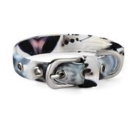 Collier réglable doux et confortable avec boucle en métal pour animal domestique de petite et moyenne taille Motif léopard des neiges aux yeux bleus