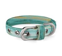 Collier réglable en acier inoxydable pour chien et chat de petite et moyenne taille en marbre bleu sarcelle et doré