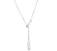 Collier réglable en argent en forme de larme, chaîne de 45 + 5 cm, design élégant à pompons, idéal pour les peaux sensibles, élégant et léger, taille unique, argent, sans pierre précieuse, One Size