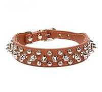 Collier réglable en cuir pour chien de compagnie - Collier universel à pointes pour animal domestique (marron, taille M)