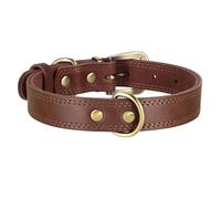 Collier Réglable en Cuir pour Chien, Entraînement en Plein Air, Camping, Chasse, Labrador, Berger, Golden Retriever, Bouledogue,Brun,M.