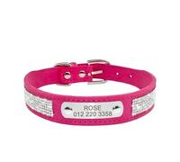 Collier réglable en cuir pour chien et chat de petite et moyenne taille avec pendentif clouté de strass pour chihuahua, carlin, A, S