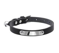 Collier réglable en cuir rembourré avec boucle de sécurité pour chat avec clochette et étiquette de nom pour Yorkshire Terrier Carlin Chihuahua, noir, XS tour de cou 16-22 cm