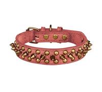 Collier réglable en cuir synthétique résistant à l'usure avec rivets en laiton vintage pour chien (rose, taille XS)