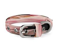 Collier réglable en forme de pivoine pour animal domestique en acier inoxydable avec anneau en D en tissu Oxford avec boucle en métal pour chiens de petite et moyenne taille