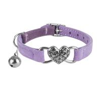 Collier réglable en matériau souple pour petit chien, breloque cœur et clochette, collier de sécurité élastique pour chat (violet clair)