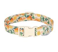 Collier réglable en nylon pour chien avec imprimé fleur et abeille - Joli collier pour chiens de petite, moyenne et grande taille (orange, L)