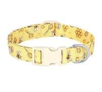 Collier réglable en nylon pour chien avec imprimé fleur et abeille - Joli collier pour chiens de petite, moyenne et grande taille (jaune, S)