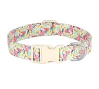 Collier réglable en nylon pour chien avec imprimé fleur et abeille - Joli collier pour chiens de petite, moyenne et grande taille (rose, S)