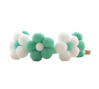 Collier réglable en peluche tissé à la main avec boule et fleur pour animal domestique - Bleu marine et blanc M