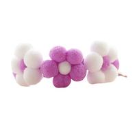 Collier réglable en peluche tissé à la main avec boule et fleur pour animal domestique - Violet + blanc - M