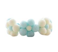 Collier réglable en peluche tissé à la main avec boule pour animal de compagnie - Bleu + Beige M