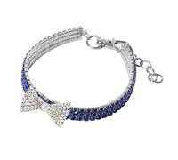 Collier réglable en strass pour chien avec nœud papillon pour chats, chiots et petits chiens (taille L : bleu)