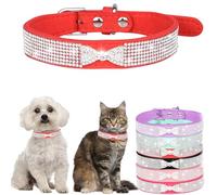 Collier réglable en strass pour chien et chat avec nœud papillon pour animaux de compagnie de petite, moyenne et grande taille, rouge foncé, XS