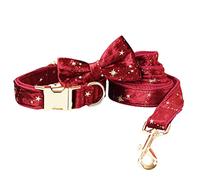 Collier réglable Ensemble de Laisse Collier Chien réglable personnalisé avec nœud Papillon for Chiens XS-L Multicolore 2 pièces(A,M)