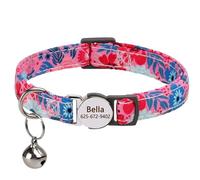 Collier réglable gravé pour chat et chien - En nylon imprimé - Anti-perte - Plaque d'identification réglable - Clochette - Collier pour chat et chien, A, S (20-30 cm)