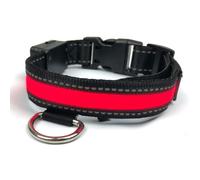Collier réglable LED pour chiens avec charge solaire et usb - MEDIA WAVE STORE - Rouge - Taille M
