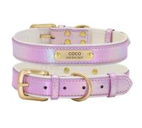 Collier Réglable Personnalisé pour Chien Et Chat, avec Nom, Numéro De Téléphone, Étiquette en Cuir PU, Carlin, Chihuahua, Bouledogue,Un,S