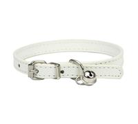Collier réglable pour animal de compagnie, en cuir synthétique, avec clochette, collier durable, convient aux petites races, chiens, chatons, chiots, chatons, blanc, 17-22 cm, 1,3XS